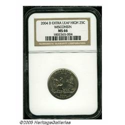 2004-D 25C Wisconsin Extra Leaf High MS66 NGC. A 