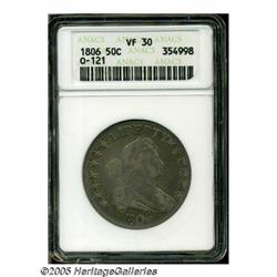 1806 50C Pointed 6, Stem VF30 ANACS. O-121, R.4. 