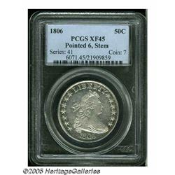1806 50C Pointed 6, Stem XF45 PCGS. O-116, R.3. B