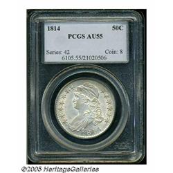 1814 50C AU55 PCGS. O-105, R.2. Three heavy bars 