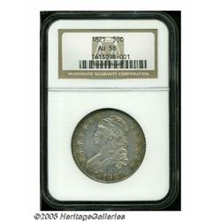 1821 50C AU58 NGC. O-105a, R.1. Peripheral cobalt