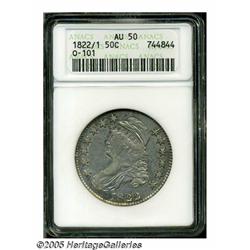 1822/1 50C AU50 ANACS. O-101, R.1. Silver-gray su