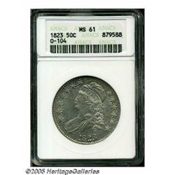 1823 50C MS61 ANACS. O-104, R.3. Bright silvery s