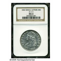1832 50C Small Letters MS61 NGC. O-111, R.1. Brig