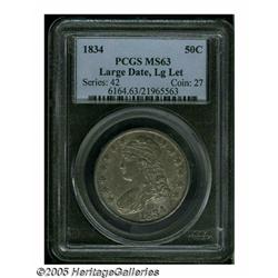 1834 50C Large Date, Small Letters MS63 PCGS. O-1