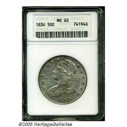 1834 50C Small Date, Small Letters MS62 ANACS. O-