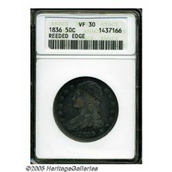 1836 50C Reeded Edge VF30 ANACS. Only 1,200 piece