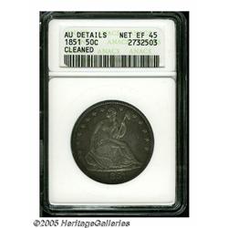 1851 50C --Cleaned--ANACS. AU Details, Net XF45. 