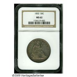 1852 50C MS62 NGC. Chestnut and gunmetal-gray col