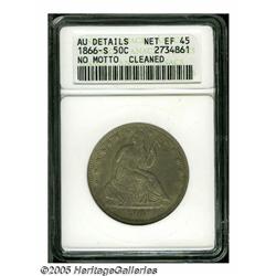 1866-S 50C No Motto--Cleaned--ANACS. AU Details, 
