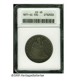 1871-CC 50C XF45 ANACS. Second year of issue for 