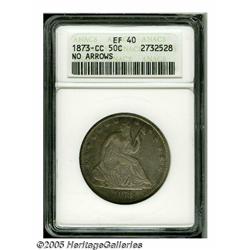 1873-CC 50C No Arrows XF40 ANACS. Many of the 122