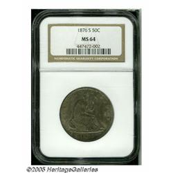 1876-S 50C MS64 NGC. A boldly struck near-Gem tha