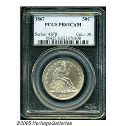 1867 50C PR63 Cameo PCGS. This is an early With M