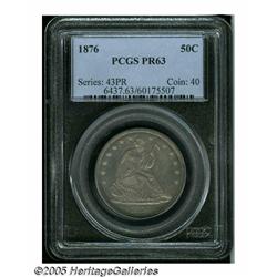 1876 50C PR63 PCGS. Proof surfaces display light 