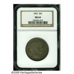 1892 50C MS64 NGC. This near-Gem display deep red