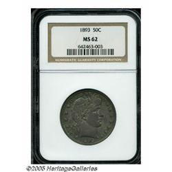 1893 50C MS62 NGC. Sharply struck and deeply tone