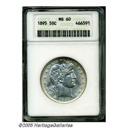 1895 50C MS60 ANACS. Bright silvery surfaces exhi