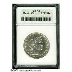 1896-S 50C AU58 ANACS. This is an important key-d