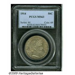 1914 50C MS63 PCGS. Lustrous surfaces exhibit gol