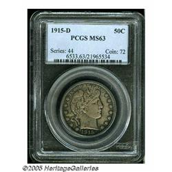 1915-D 50C MS63 PCGS. Lustrous surfaces are overl