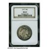 Image 1 : 1917 50C MS65 NGC. Medium gray and sky-blue patin