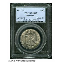 1917-D 50C Reverse MS62 PCGS. Rich pearl-gray ton
