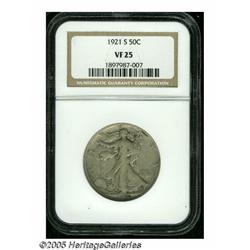 1921-S 50C VF25 NGC. Natural light gray color wit