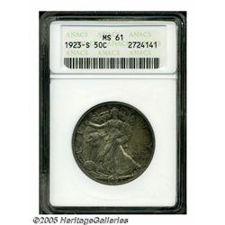 1923-S 50C MS61 ANACS. The '23-S is a scarce earl