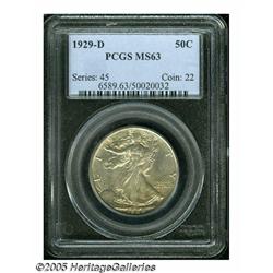 1929-D 50C MS63 PCGS. Bright lustrous surfaces ar