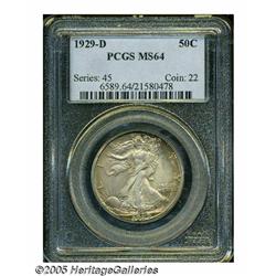 1929-D 50C MS64 PCGS. Light gray and reddish-gold