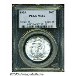 1935 50C MS66 PCGS. Brilliant surfaces display da