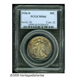 1936-D 50C MS66 PCGS. Lustrous surfaces are awash