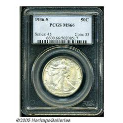 1936-S 50C MS66 PCGS. Lustrous surfaces display w