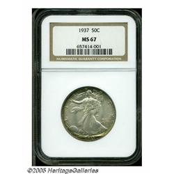 1937 50C MS67 NGC. Well struck and satiny, with e