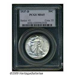 1937-D 50C MS65 PCGS. Bright and nearly white wit