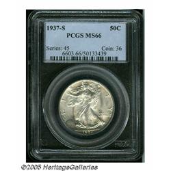 1937-S 50C MS66 PCGS. This S-Mint half dollar dis