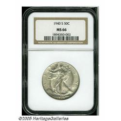 1940-S 50C MS66 NGC. A thin layer of champagne pa