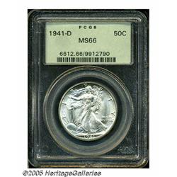 1941-D 50C MS66 PCGS. Brilliant surfaces display 