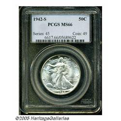 1942-S 50C MS66 PCGS. Like most S-mint Walkers fr