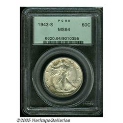 1943-S 50C MS64 PCGS. Softly struck over the cent