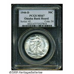 1944-D 50C MS67 PCGS. Ex: Omaha Bank Hoard. Well 