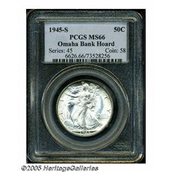 1945-S 50C MS66 PCGS. Ex: Omaha Bank Hoard. Brigh