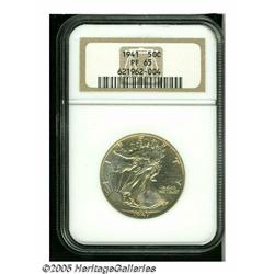 1941 50C PR65 NGC. Light honey toning endows this