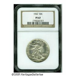 1942 50C PR67 NGC. Bright proof surfaces are virt