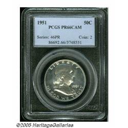 1951 50C PR66 Cameo PCGS. Well struck with modest