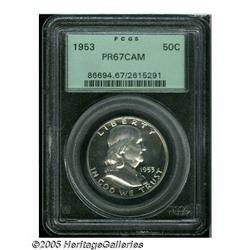 1953 50C PR67 Cameo PCGS. Fully struck with dark,