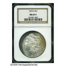 1879-S S$1 MS67 S NGC. Beautiful honey-gold, appl