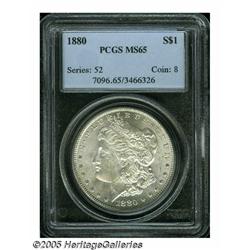 1880 S$1 MS65 PCGS. Well struck, lustrous, and vi