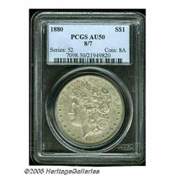 1880 S$1 8 Over 7 AU50 PCGS. VAM-7. A Top 100 Var